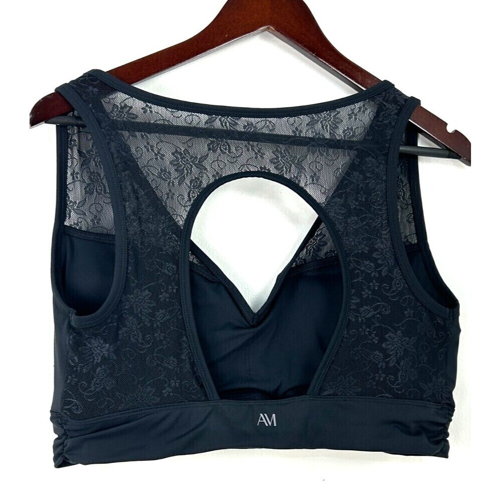 Adore Me Women Evelin Contour Black Sports Bra 1X Lace Floral Trim Racerback R2 - Picture 6 of 11